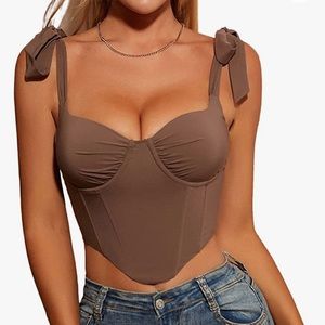 Brown Bustier/Corset Top Adjustable Straps Size 4-6